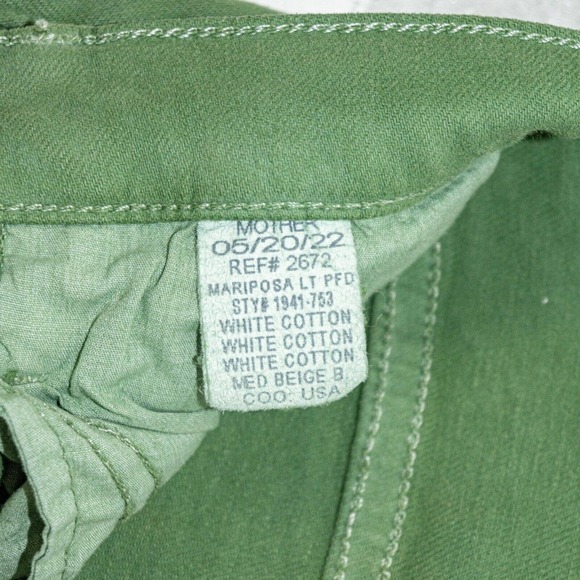 MOTHER Green Women's Jeans Mariposa Raw Hem Slim Skinny 26 Denim Button Fly Lime - Picture 5 of 10